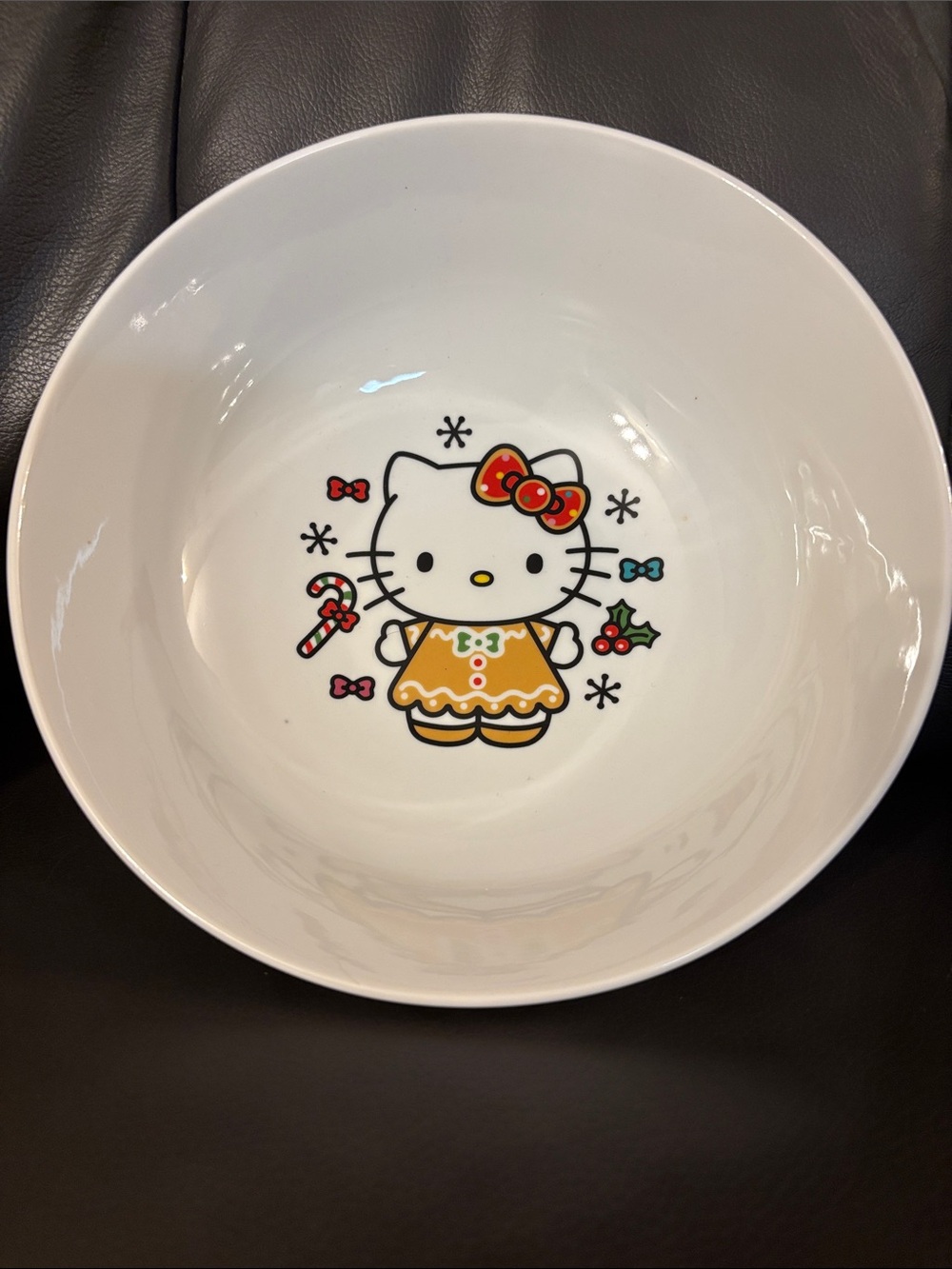 Hello Kitty White Ceramic Bowl with Red and Yellow Accents